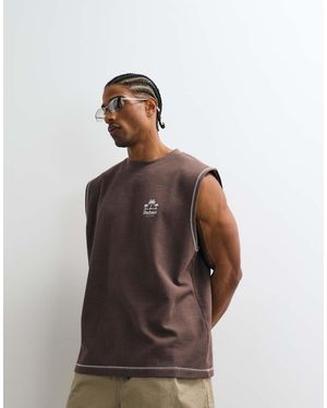 ASOS Heavyweight Oversized Tank With Chest Graphic - Brown