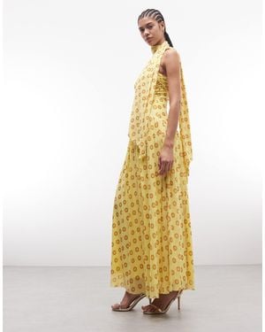 AFRM Rori Detachable Scarf Detail Sculpted Waist Maxi Dress - Metallic