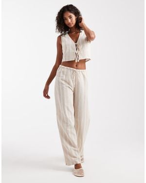 New Look Co-ord Wide Leg Stripe Trousers - White