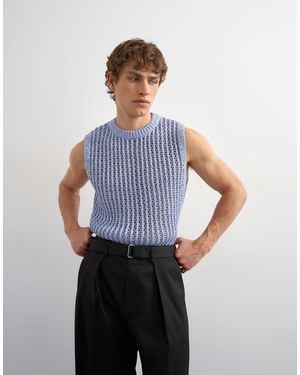 TOPMAN Débardeur décontracté en maille crochetée - Bleu