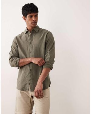 Jack & Jones Linen Blend Long Sleeve Shirt - Green