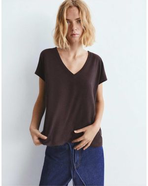 Pull&Bear – t-shirt aus leinen - Blau