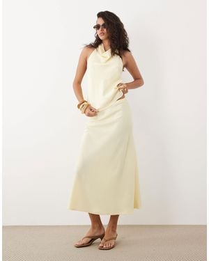 Y.A.S Satin Midi Skirt - Natural