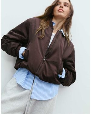 Stradivarius Contrast Bomber Jacket - Purple