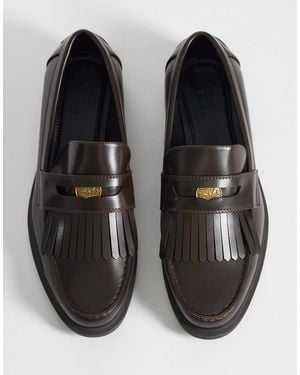 ASOS Penny Loafers With Fringe And Coin Detail - Black