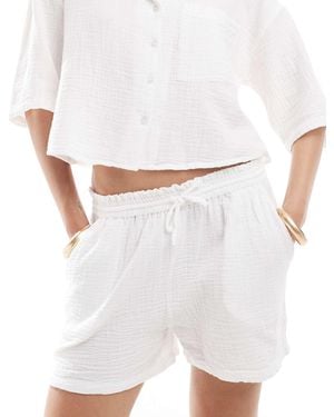 Mango Cheesecloth Co-ord Shorts - White