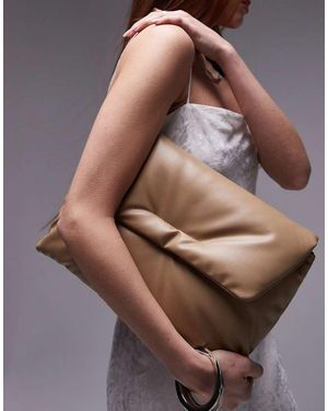 TOPSHOP Gus Oversized Puffy Clutch Bag - Brown