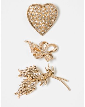 ASOS Pack Of 3 Vintage-style Brooches - White