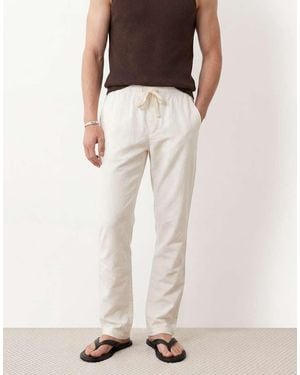 ASOS Linen Blend Trousers - Natural