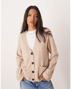 Glamorous Oversized V Neck Cardigan - Natural