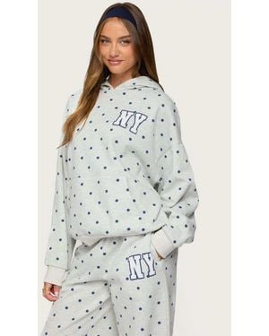 Edikted Ny Babe Polka Dot Hoodie - White