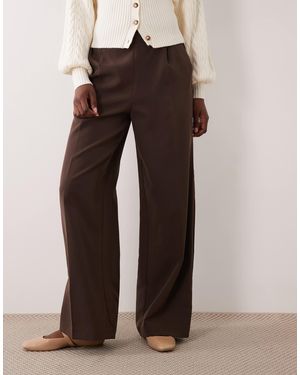 New Look Wide Leg Pull On Trouser - Brown