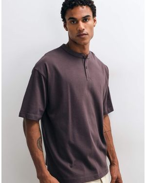 ASOS T-Shirt Oversize Squadrata Pesante Con Serafino - Viola