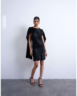 TOPSHOP Satin Scarf Neck Mini Dress - White