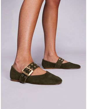 Steve Madden – atlantica – flache ballerinas aus wildleder - Grün