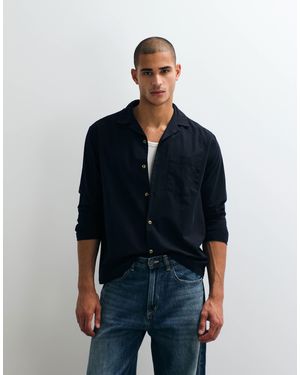ASOS Co-ord Relaxed Revere Shirt With Linen - Blue