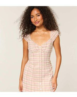 Hollister Petite Cap Sleeve Button Mini Dress - Pink