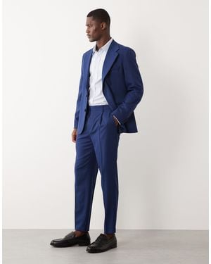 ASOS 100% Summer Wool Tapered Suit Pants - Blue