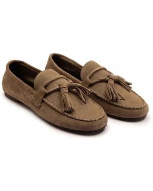OFF THE HOOK Walbrook Suede Leather Tassel Loafers - Brown