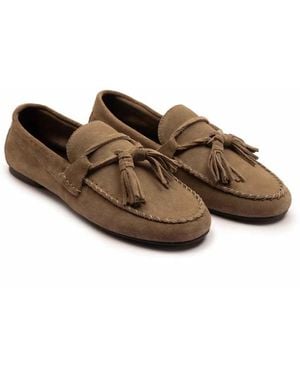 OFF THE HOOK Walbrook Suede Leather Tassel Loafers - Brown