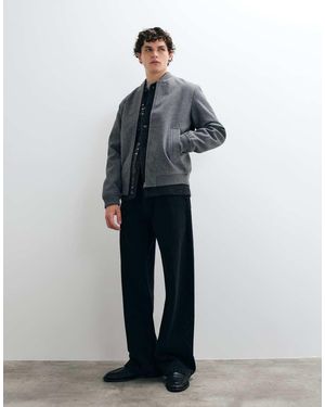 Jack & Jones Giacca Bomber Effetto Lana Grigia - Blu