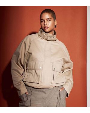 ASOS Asos Design Curve Jaren 80 Utility Korte Trenchjack - Bruin