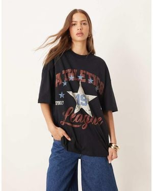 ASOS Oversized T-Shirt Met Grafische 'Athletics League'-Print - Zwart