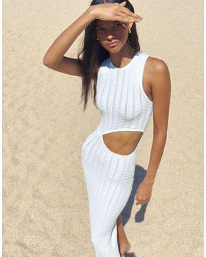 Bershka Midi Dress With Cut Out Detail - Blue