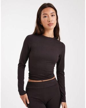 Miss Selfridge Sculpted Long Sleeve Tee - Black
