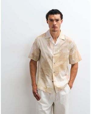 Mango 100% Cotton Relaxed Fit Tie Dye Print Short Sleeve Shirt - Natural