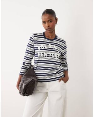 Polo Ralph Lauren Stripe Cropped Fit Jersey Top - White