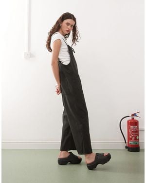 Monki Lightweight Denim Dungarees - White