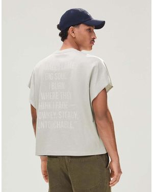 Bershka Sleeveless Oversize Print T-Shirt - Grey