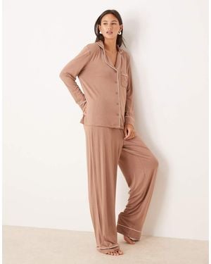 ASOS Pijama De Manga Larga De Tejido Muy Suave De - Neutro