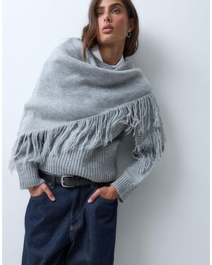 ASOS Strickpullover mit schal-detail und fransen - Blau