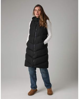 French Connection Midi Quilted Gilet With Hood - Black