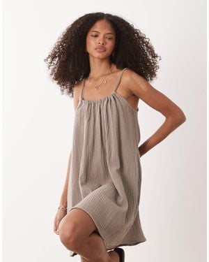 Jdy Cheesecloth Sleeveless Mini Dress - Brown