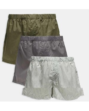 Jack & Jones Pack De 3 Calzoncillos Bóxer De Color Verde Y A Rayas De - Gris