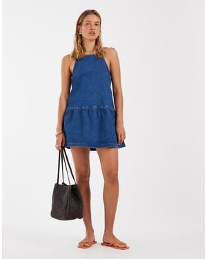 ASOS Peplum Hem Mini Smock Dress - Blue