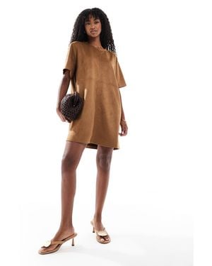 Vero Moda Faux Suede Mini Dress - Natural