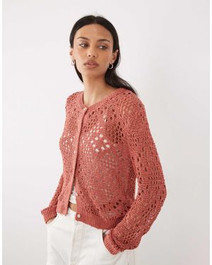 Mango – teen – häkelstrickjacke - Rot