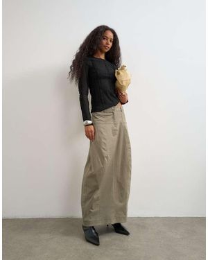 TOPSHOP Twill Cargo Maxirok Met Verlaagde Taille - Grijs