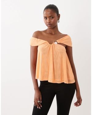 ASOS Draped Mesh Bandeau Top With Hardware Detail - Black