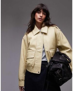TOPSHOP Short Bubble Faux Leather Bomber Jacket - Black