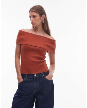 Nia Annemarie Off The Shoulder Knit Jumper - Red
