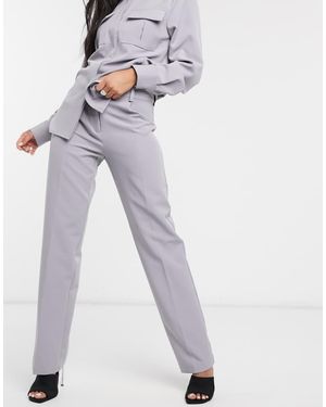 NA-KD Co-ord Creased Straight Leg Trousers - White