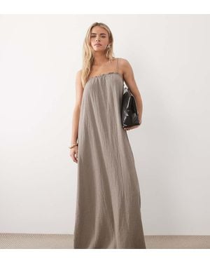JDY Petite Cheesecloth Sleeveless Maxi Dress - Brown