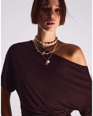 Bershka Confezione Da 4 Collane A Tema Marino Écru - Viola