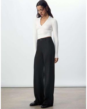 Stradivarius Wide-leg Trousers - White