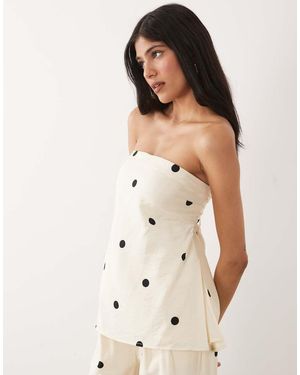 Abercrombie & Fitch Top A Fascia Taglio Lungo A Pois - Neutro